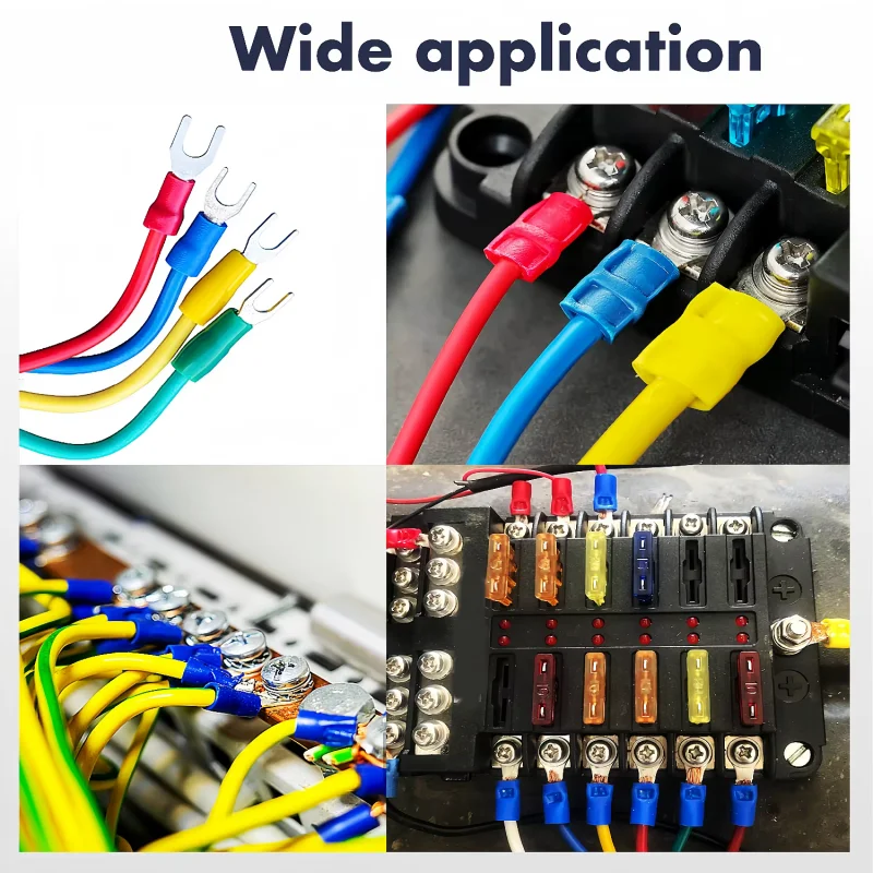 Insulated Fork-Shaped Wire Connectors, Screw M4 Stud Size U-Type Cable Quick Connector Crimp Terminal Kit image 5