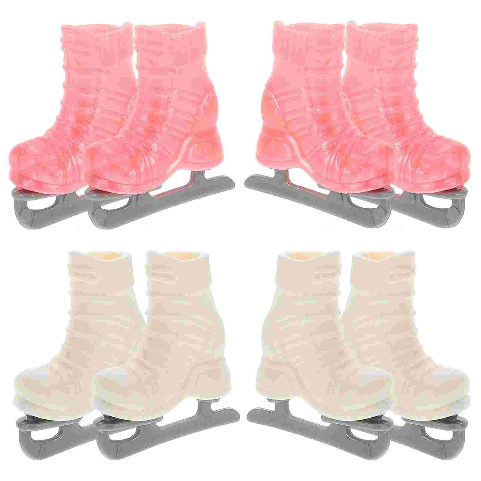 

4 Pairs Miniature Ice Skates Roller Dolls Baby Toy DIY Decor Craft for House Dollhouse