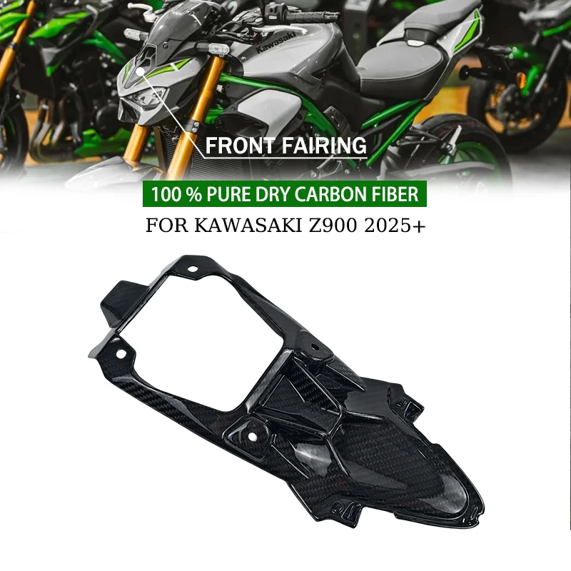

For Kawasaki Z900 2025 Z 900 Z-900 100% pure carbon fiber dry carbon motorcycle accessory Front decorative panel Fairing Kit