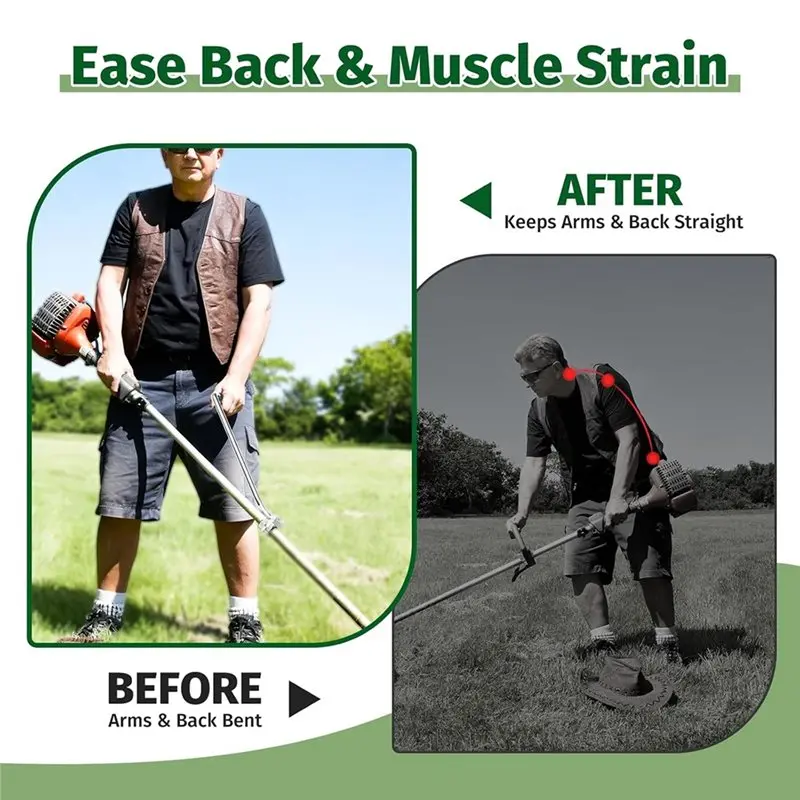 BHBD-Ergonomic Weed Eater Handle, String Trimmer Grip With Adjustable Shoulder Harness Universal Back Saver Handle Extension