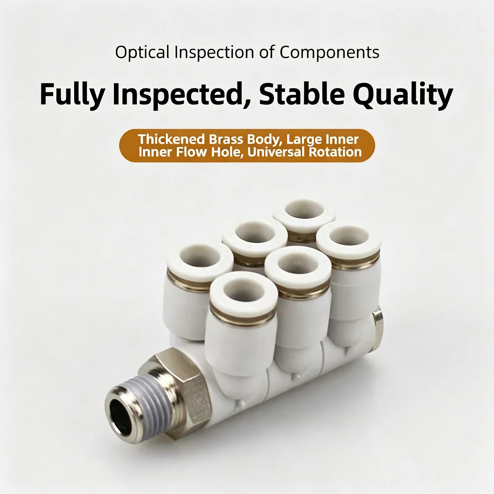 Double/row/six/tube/quick/plug/air/pipe/joint/4/6/8/10/12mm/one/in/six/out/universal/rotation/Seven/way