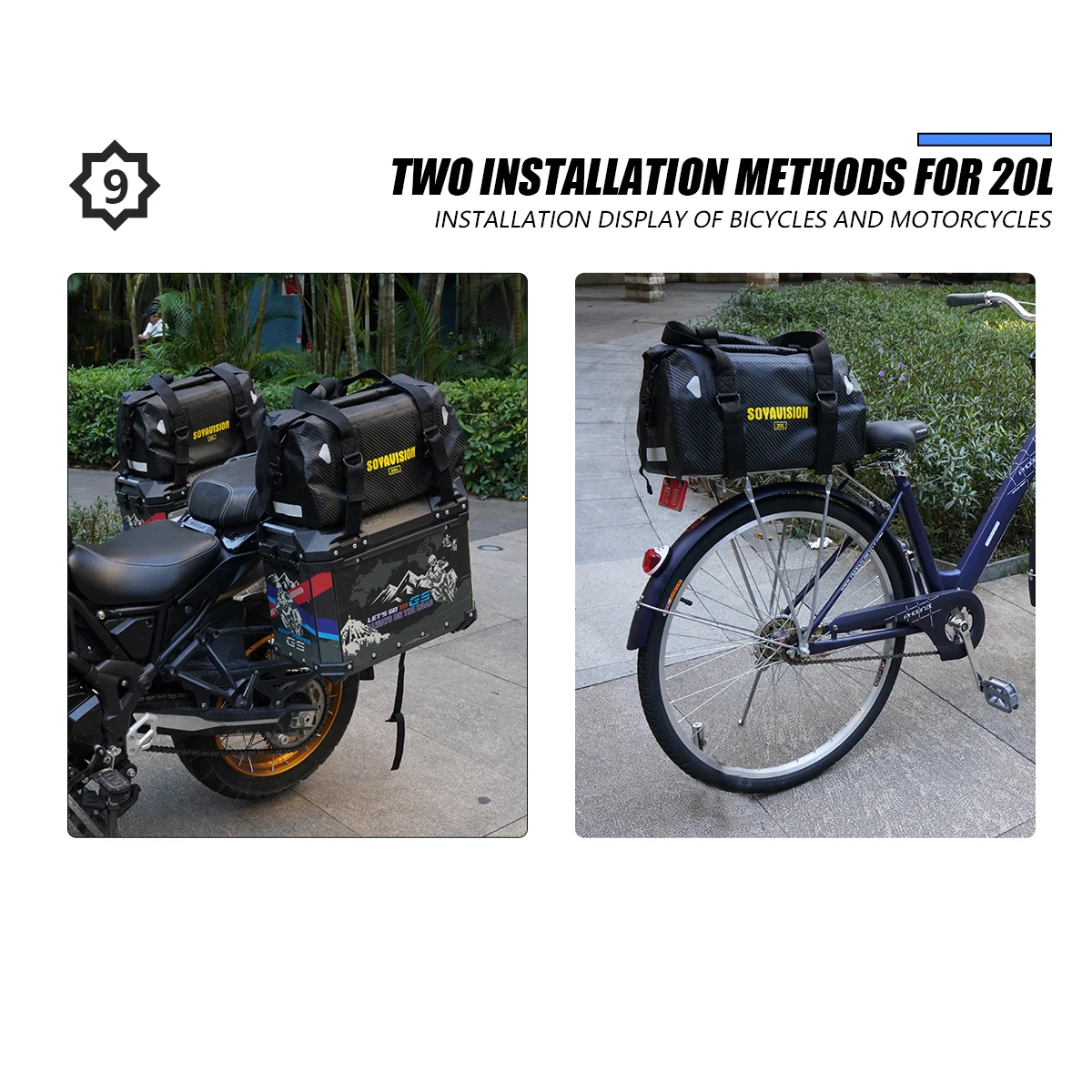 20L 50L 70L 100L 40L 66L Motorrad Wasserdichte Schwanz Tasche Reise Outdoor Trockenen Gepäck Roll Pack Tasche Motorrad Sitz Tasche – Detail 7