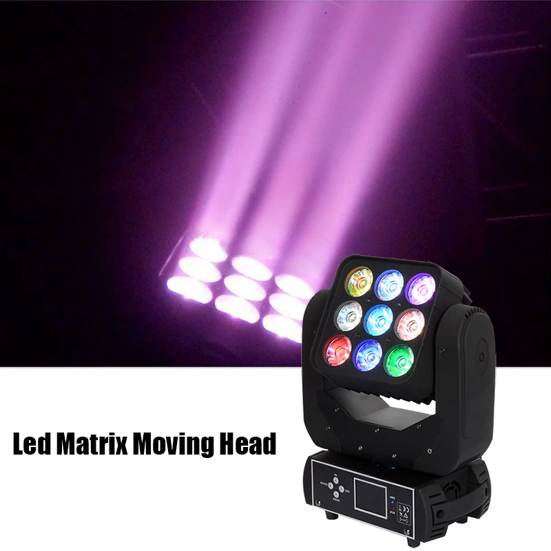 

Mini Led Matrix Moving Head 9Pcs 10W RGBW 4 IN1 Led Beam Wash Moving Head Light Fog Machine Stage DIsco Party KTV Wedding