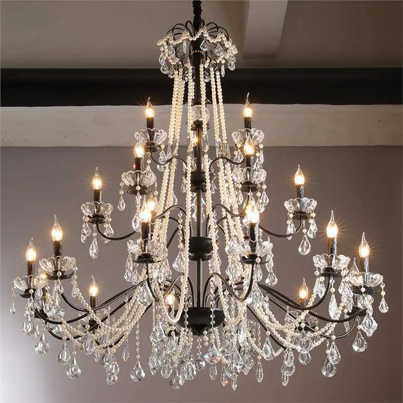 French lamp, luxury living room, Nanyang style, second-hand bedroom, American dining room, black crystal chandelier