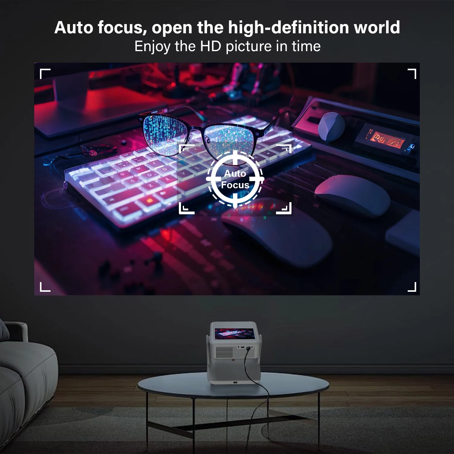 Proyector portátil 4K: pantalla dual, compatible con táctiles, juegos y karaoke, HDMI/USB, BT/WiFi, perfecto para cine en casa y fiestas