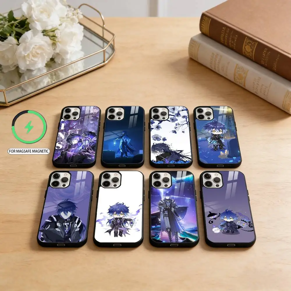 

Ударный чехол для телефона Genshin Flins для iPhone 17,16,15,14,13,12,11 Plus, Pro Max, магнитный для беспроводной зарядки Magsafe