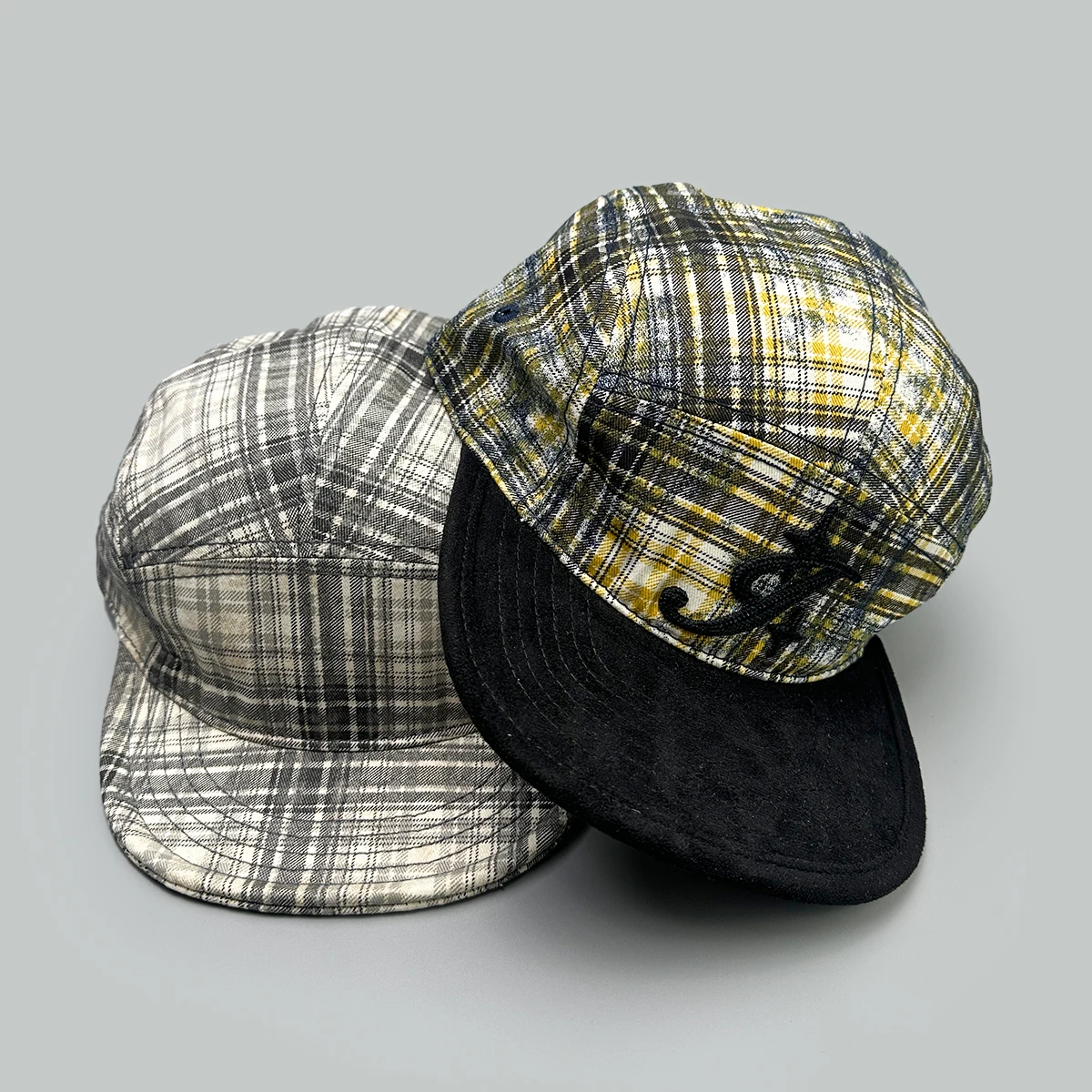 Retro Plaid Letter Solid Baseball Hats New Men Women Sunshade Short Flat Eave Versatile Personal Fashion Color Block Peaked Caps