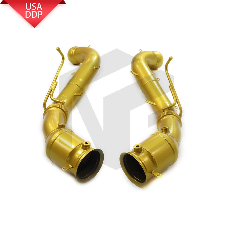 

for Mclaren 570S 76MM Golden ceramic Racing Pipe ING Exhaust System High Flow Performance Downpipe