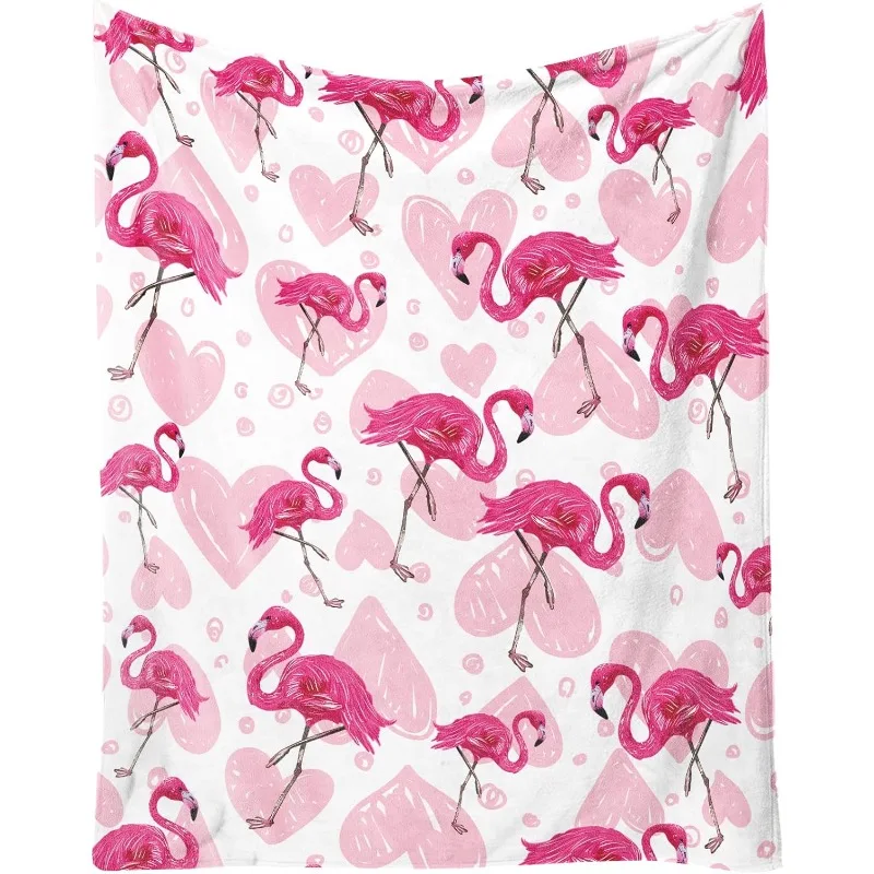 Flamingo Blanket Gifts - Cute Flamingo Throw for Kids - Light Pink Cozy Fuzzy Plush Blankets for Sofa