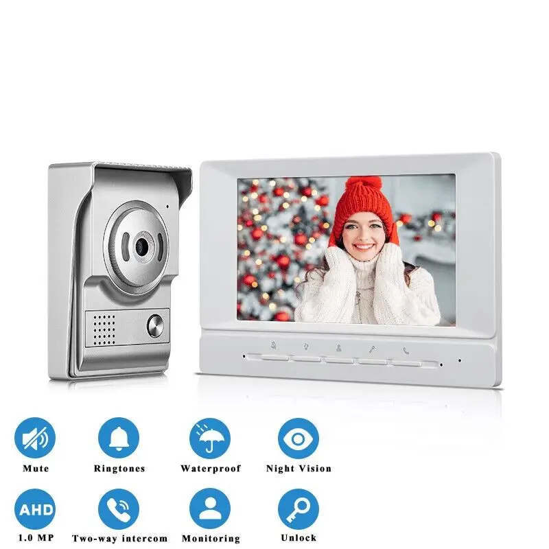 Interphone vidéo pour maison et appartement, écran 7 pouces, prise en charge du moniteur, déverrouil