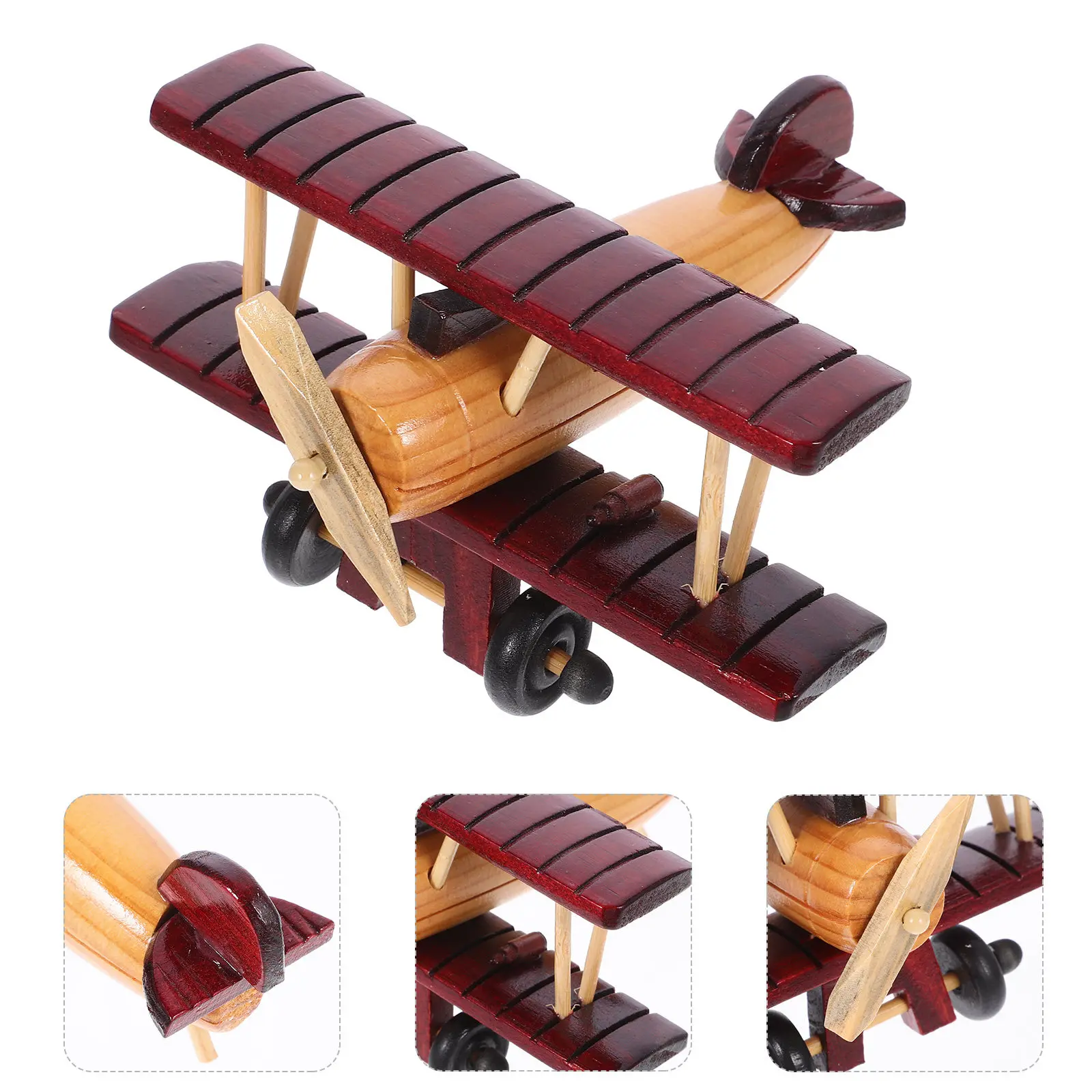 Wooden Plane Vintage Decor Retro Aircraft nament Desktop Shelf Office Wooden Plane nament H Long Lasting