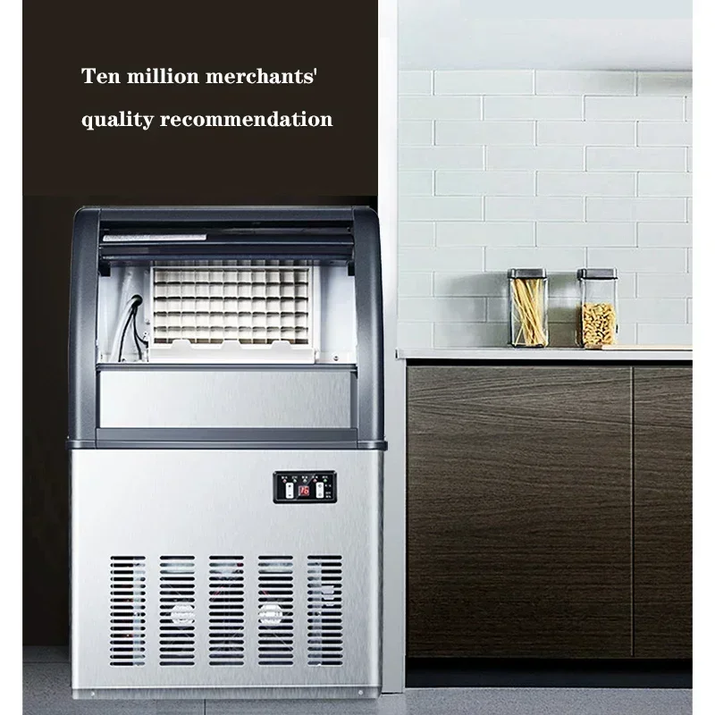 80KG Commercial Automatic Square Ice Ice Maker Bar Cafe Milk Tea Shop  Ice Maker 110V/220V Household Square Ice Cube Ice Maker