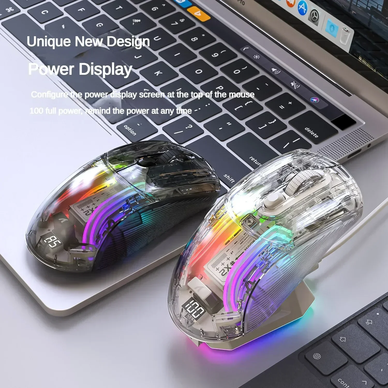 Attack Shark X2 PRO Wireless Transparent Mouse RGB E-sports Gaming Battery Display Mouse with Magnetic Charging Base PC Gifts