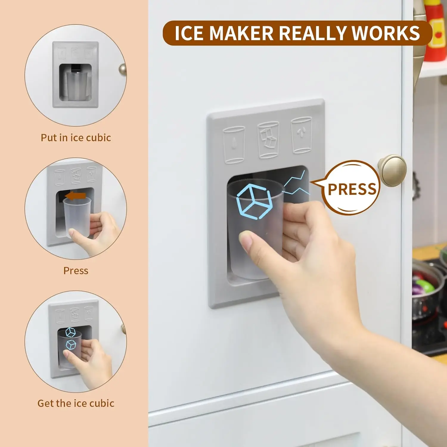 Cucina da gioco per bambini, set da cucina finta in età prescolare, set da cucina in legno con luce e suono realistici, telefono, fornello, Fridg