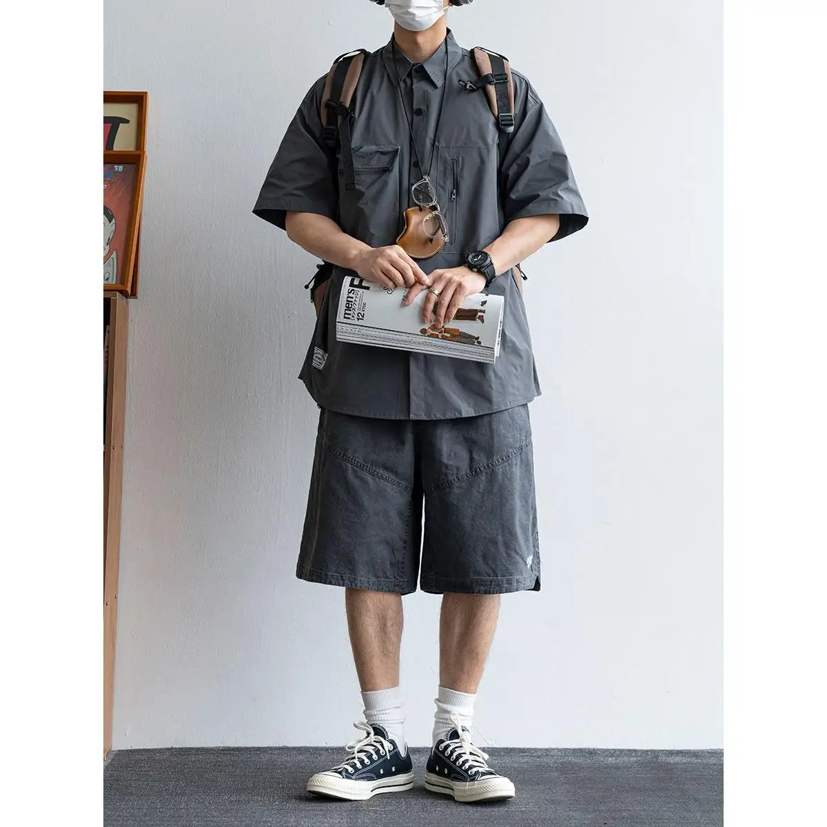 Outdoor Men's Loose Fit Short Sleeve Shirt Quick Dry Breathable Casual Workwear Summer Cityboy Multi Pocket Lightweight Shirt