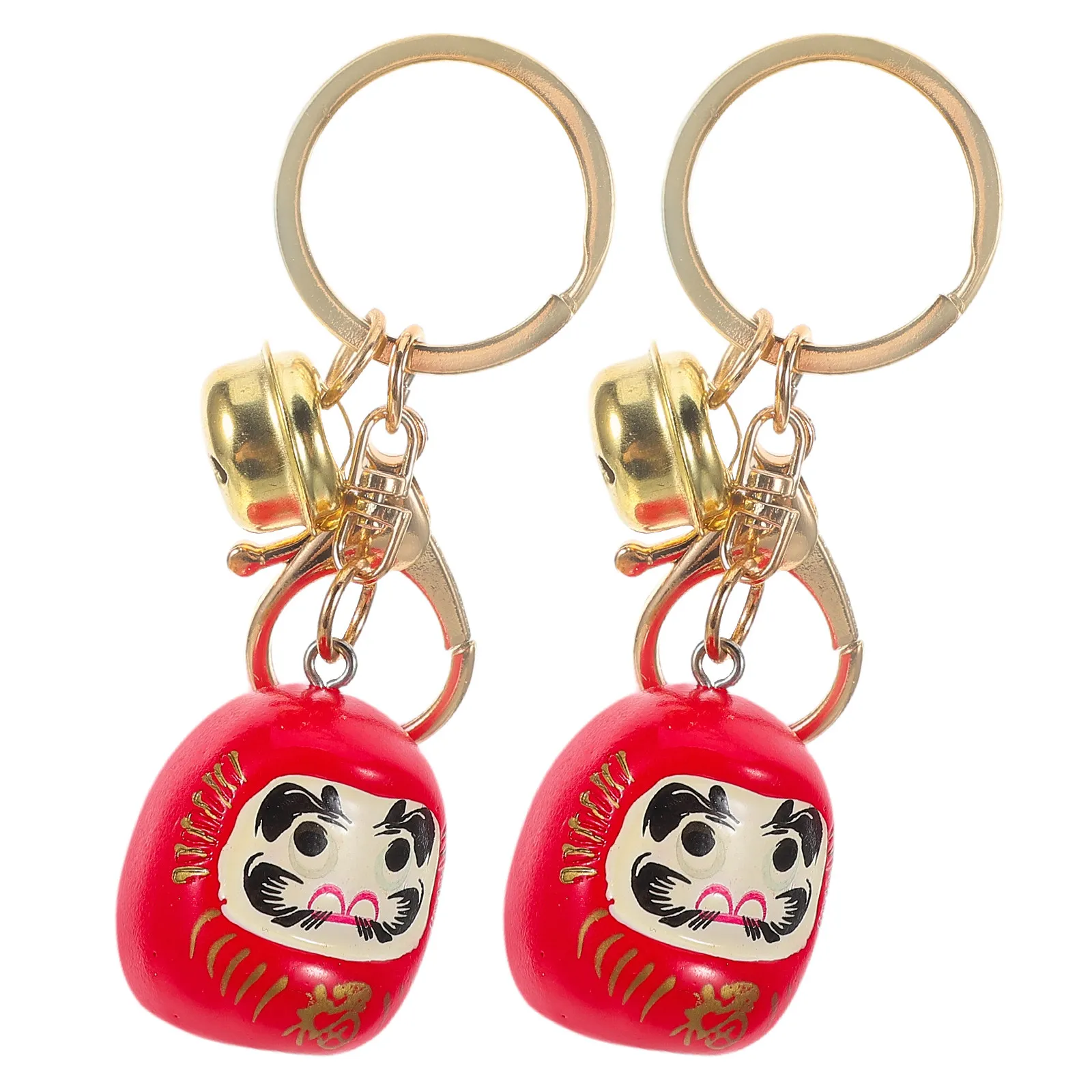 2Pcs Japanese Daruma Keychain Red Charm Key Ring Luck Pendant Bag Key Holder Travel Souvenir Asian Gift Accessories