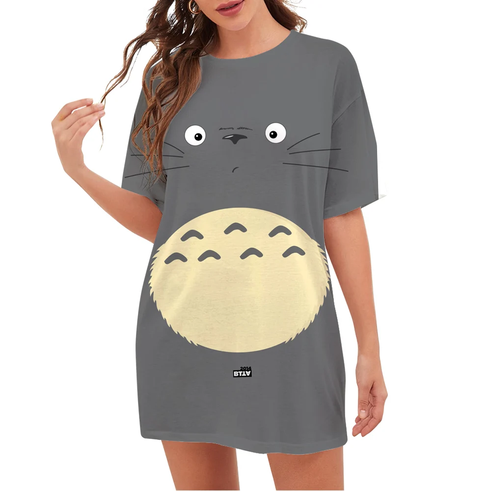 CLOOCL Harajuku-Camiseta con estampado 3D de dibujos animados para mujer, ropa holgada informal de manga corta con cuello redondo, Tops Kawaii de gran tamaño