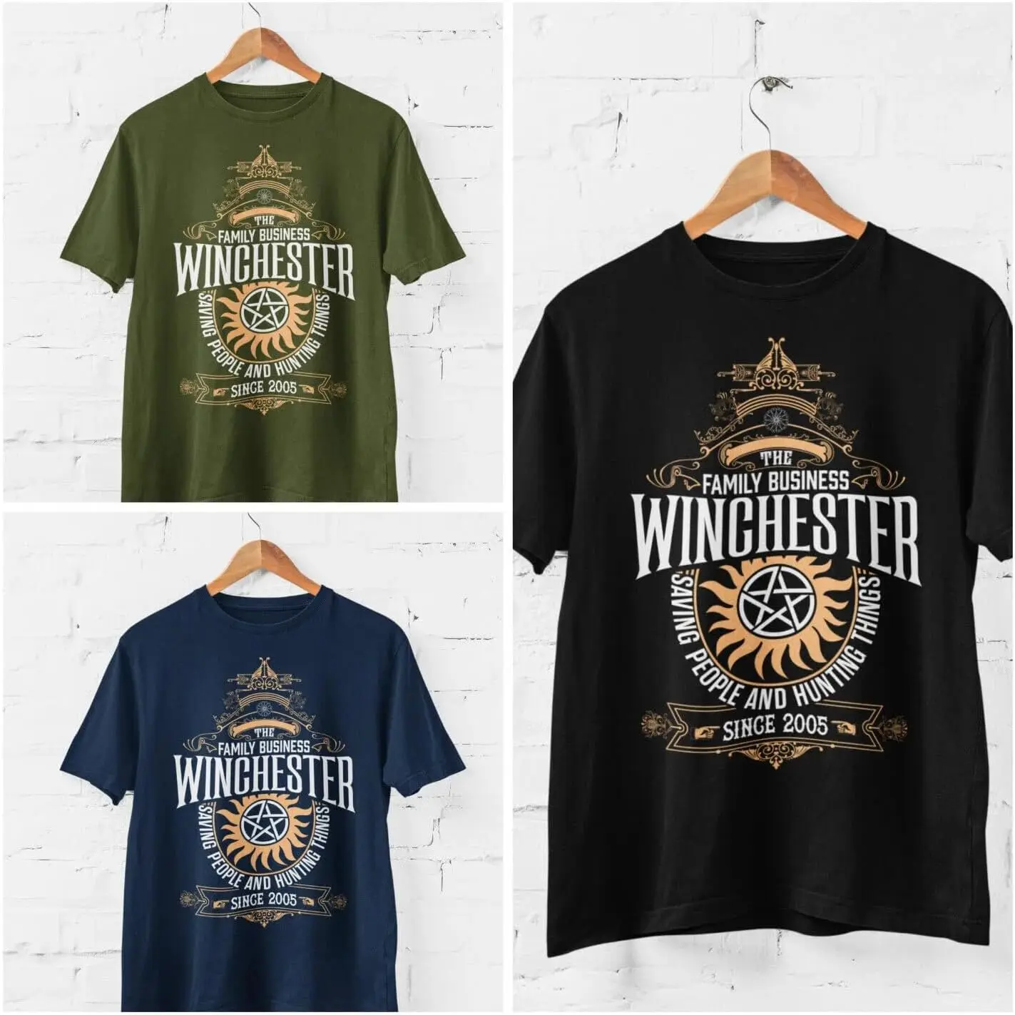 Camisetas de manga corta para hombre, camiseta de negocios familiar, Retro, Winchester Brothers, Galaxy