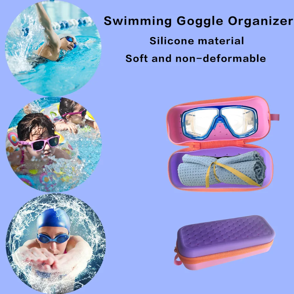 Large Capacity Food Grade Silicone Swimming Goggle Case Eyeglasses Protective Case Swimming Goggles Swimming Cap Storage Bag