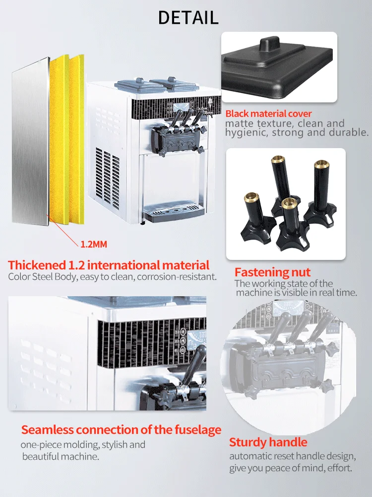 Ice Cream Maker 20-28L/h 3 Flavors Commercial Automated Table Top Yogurt Making Soft Serve Ice Cream Machine For Business Price