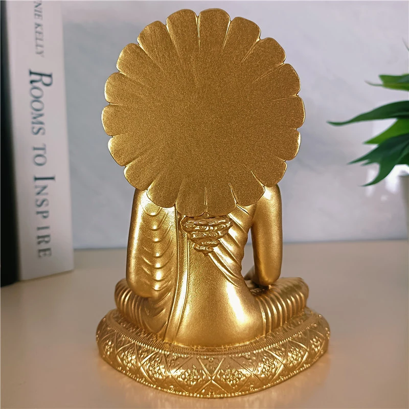 Estatuas de Buda Sakyamuni doradas, figuritas, adornos, artesanía de resina, escultura de meditación Feng Shui, decoración del hogar y la Oficina