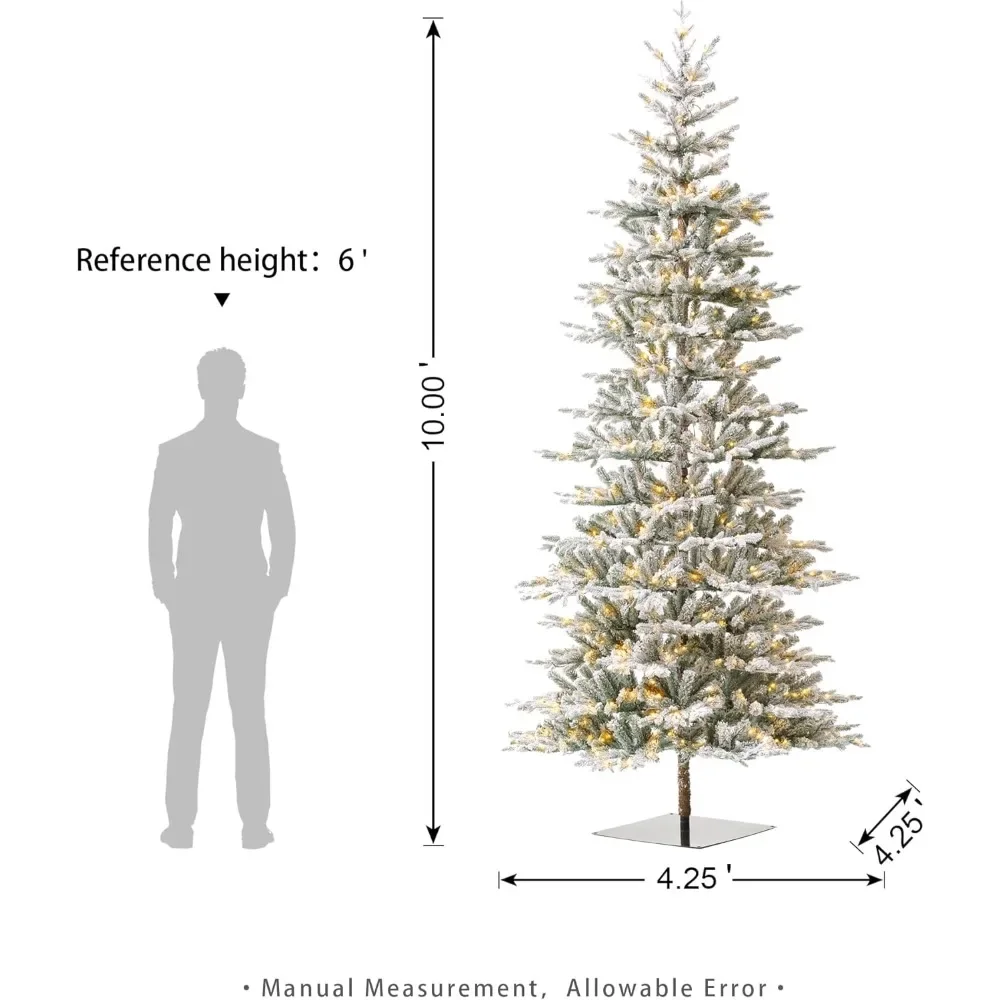 10ft Christmas Tree with Easy Assembly Metal Stand, Fir Tree with 700 Warm White Lights for Indoor Outdoor Porch Entryway Decor