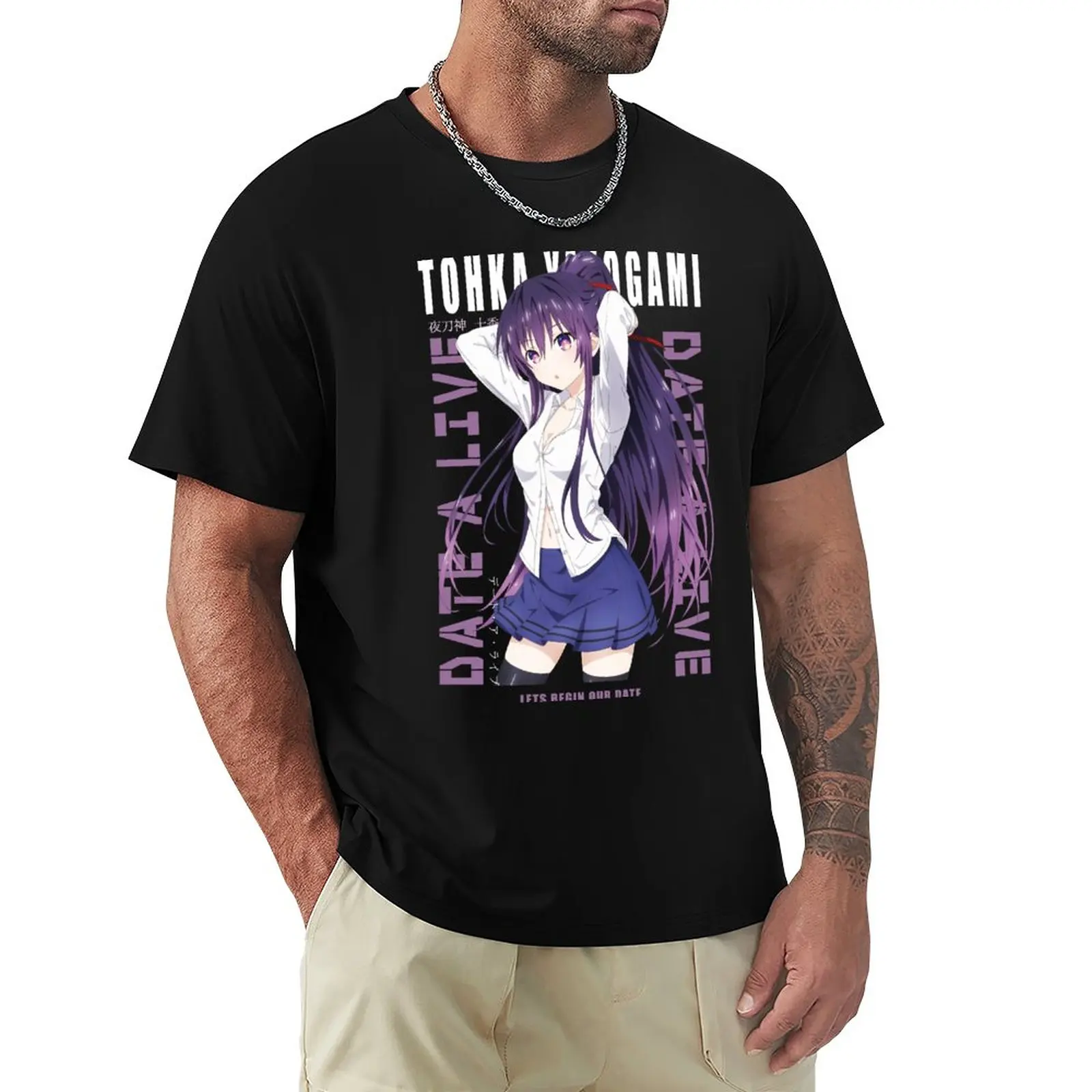 Date a live - Tohka Yatogami v2 T-Shirt sweat shirts summer tops summer clothes plain black t shirts men