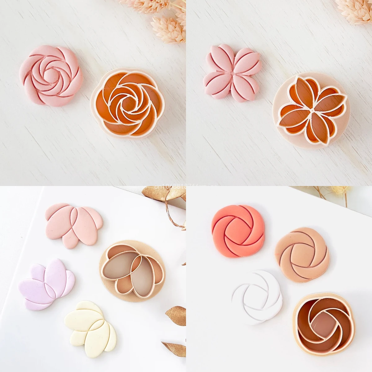 Rose Shape Polymer Clay Earring Cutters Flower Pattern Dangle Clay Stamping Moulds DIY Pendant Jewelry Embossing Tools