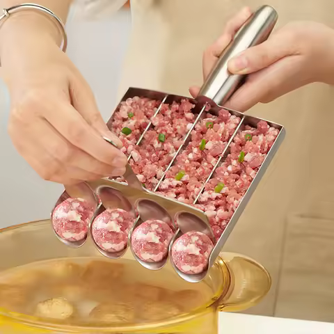 304 Stainless Steel Meatball Scoop Maker Mold for Fish Beef Easy-Release Non-Stick Rice Ball Dumplings Maker DIY Kitchen Tools