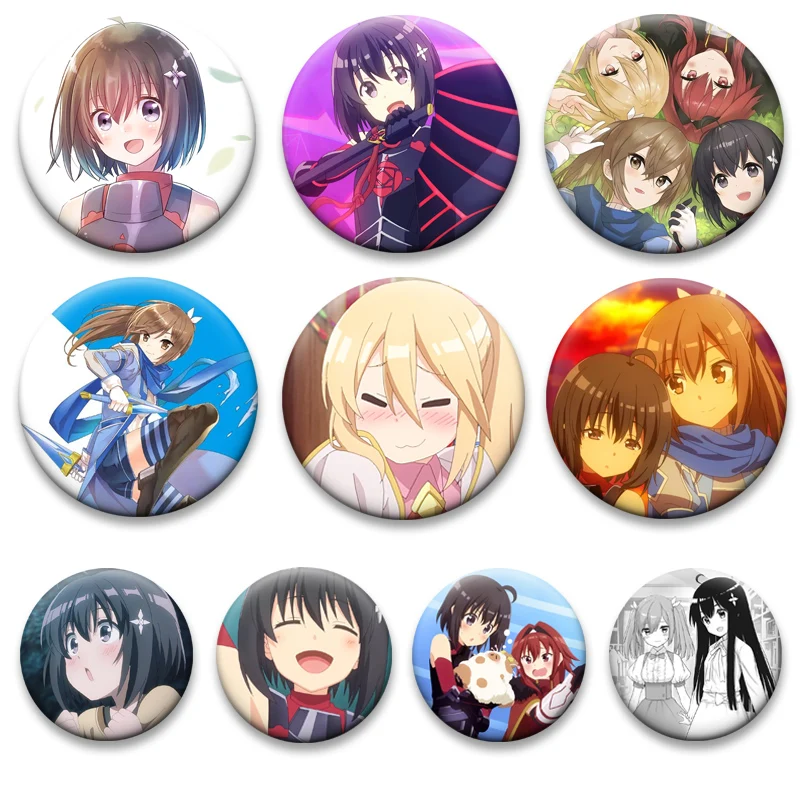 

Round Snap-in Brooch for Bag Accessorie Anime I Don't Want To Get Hurt, So I'll Max Out My Defense Lapel Pin Maple Cartoon Badge