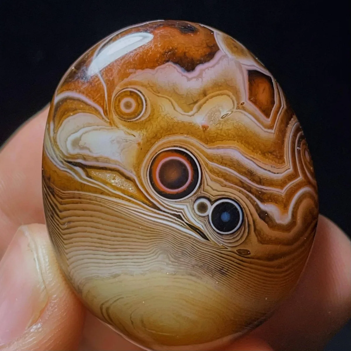 Multi Color Banded Agate Palm Stone, Polished Tumbled, Display Stone, Mineral Specimen, Natural Stone, Crystal Collection