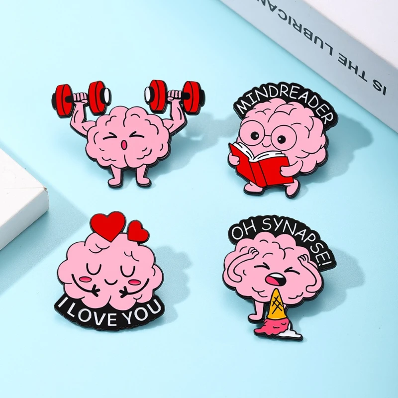 Fun Cartoon Brain Brooch Creative Weird Design Alloy Badge Pin DIY Clothing Bag Hat Scarf T-shirt Jeans Backpack Accessory