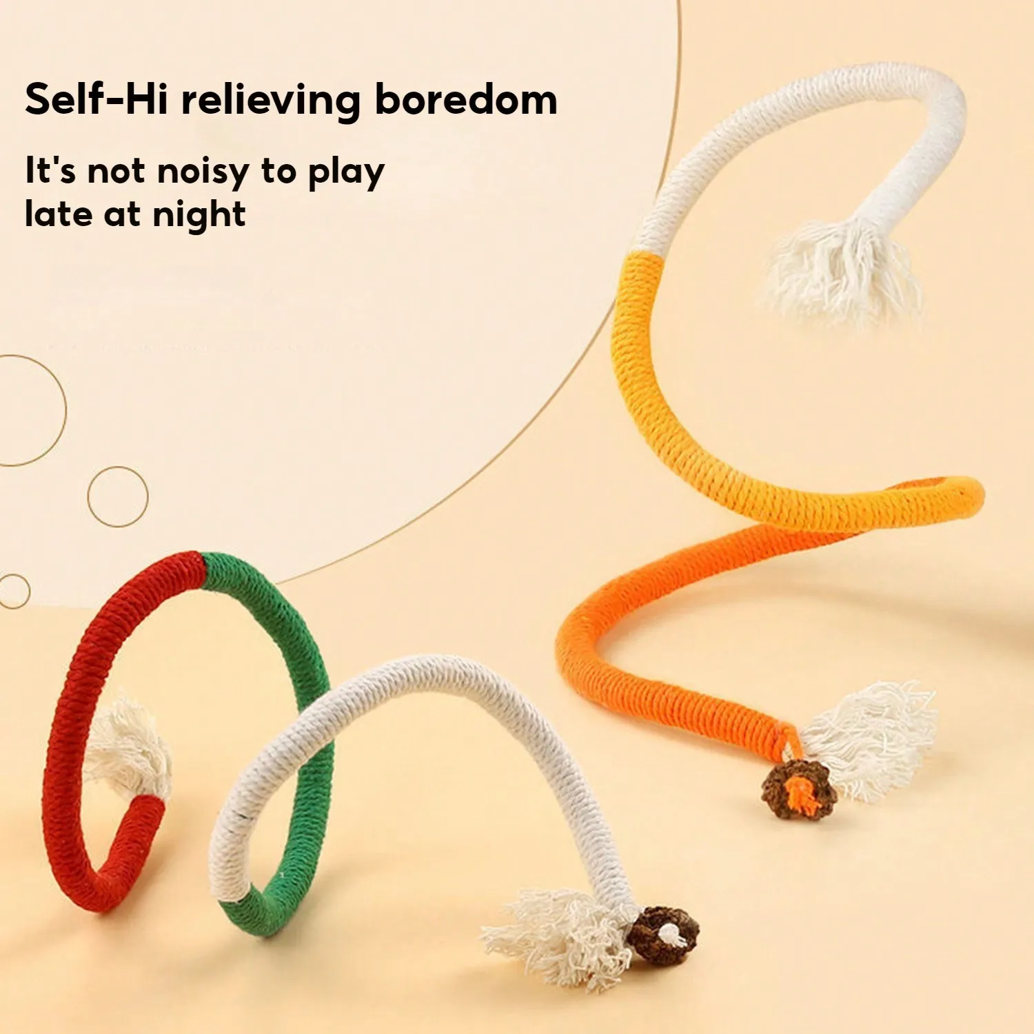 Cotton Rope Toys, 27.55Inches Color Blocking Cotton Rope Toys, Safe Cat Toys Teething Chew For Boredom And Stimulating