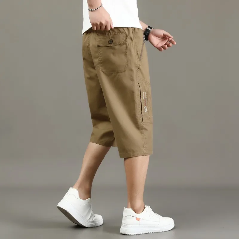 

Men's 100 Percent Cotton Breathable Summer Casual Loose Fit Mid-Length Shorts for Plus Size Middle-Aged Men Outdoor Leisure Wear