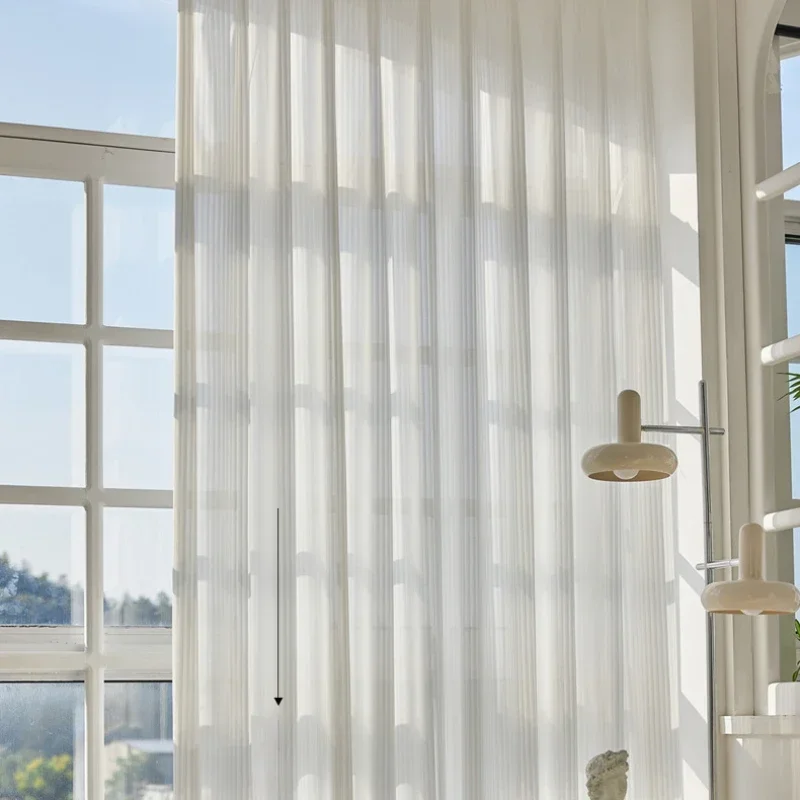 

Modern Elegant Curtains for Living Dining Room Bedroom Light-permeable Opaque Dream Vertical Striped Blinds Gauze Custom Size