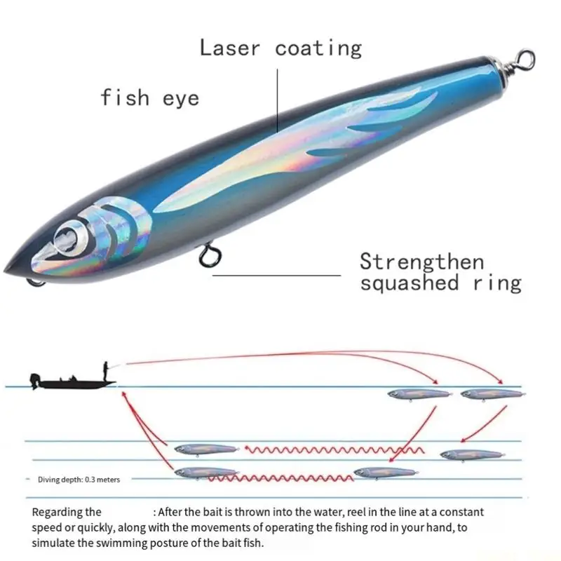 

U2JB 3 шт. деревянные приманки в форме карандаша, лодки для морской рыбалки, приманки для литья, искусственные твердые приманки