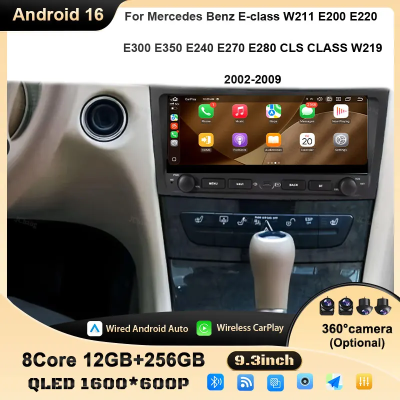 For Mercedes Benz E-class W211 E200 E220 E300 E350 E240 E270 E280 CLS CLASS W219 2002-2009 BT 4G WiFi GPS DSP IPS HD Touch FM RD
