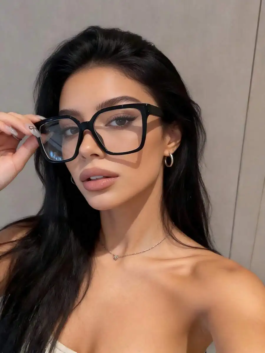 

1 Pair Women's Geometric Frame Fashion Glasses with Transparent Lens for Daily School Office Casual Wear