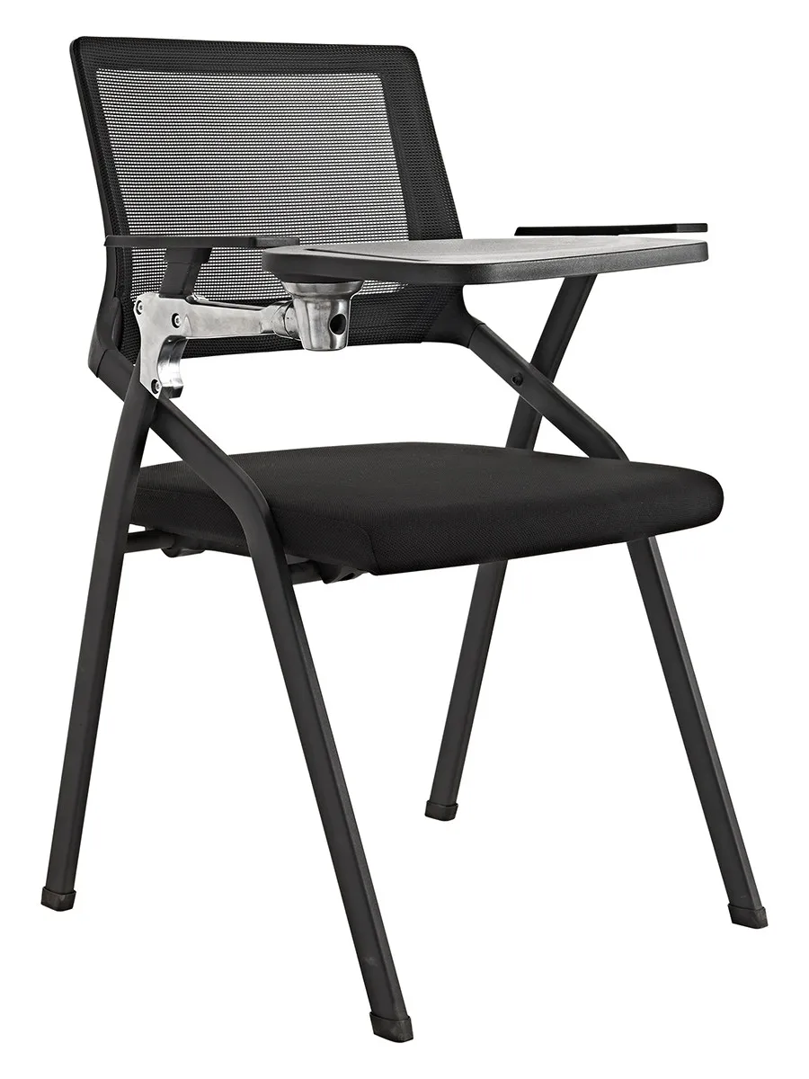 Modern Foldable Stackable Mesh Training Chair Writing Board Ergonomic Office Visitor Chair Wheels For Staff Training Classroom