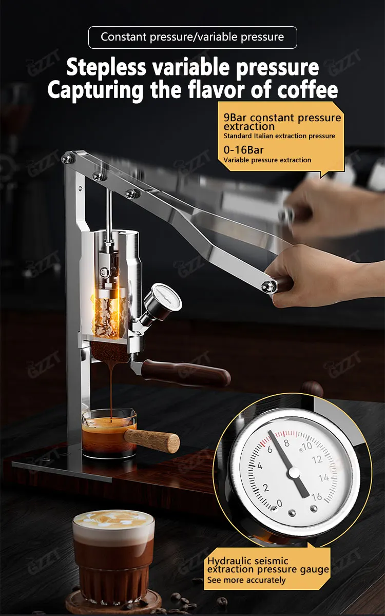 GZZT-cafetera de presión manual HPEM-2, máquina de café expreso de presión constante o Variable con Control de temperatura PID, 9Bar