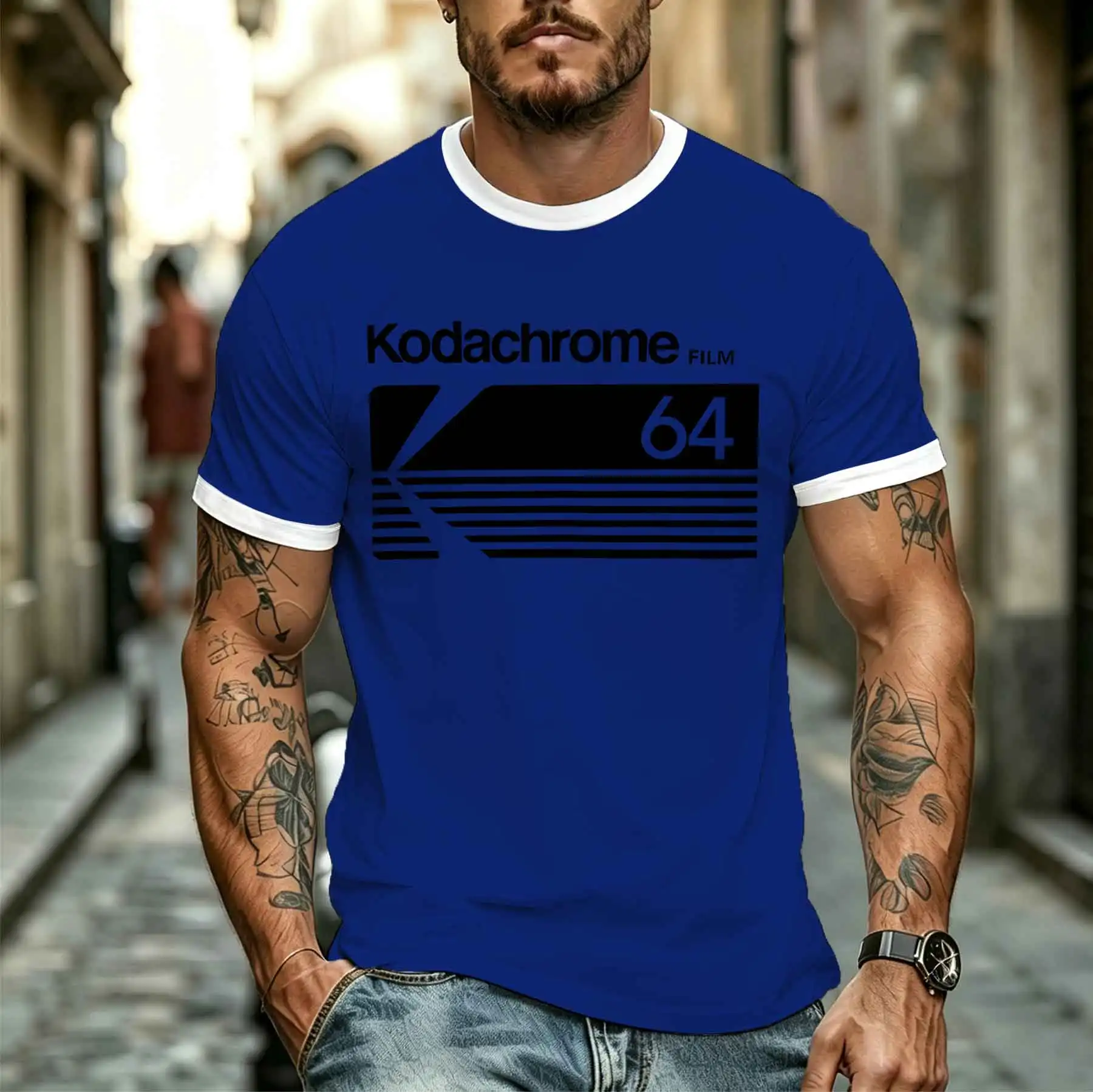 2026 new model Tee Stylish Comfortable Men's Kodachrome 64 Retro Film Print T-Shirt American Photography Style Casual Top Tee fo