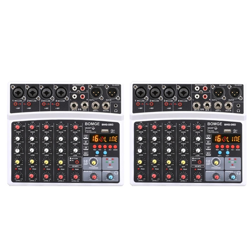 

6 Channel USB Bluetooth 48V Power Stereo Sound Card Audio Mixer Sound Board Console Desk System Interface-ABDQ