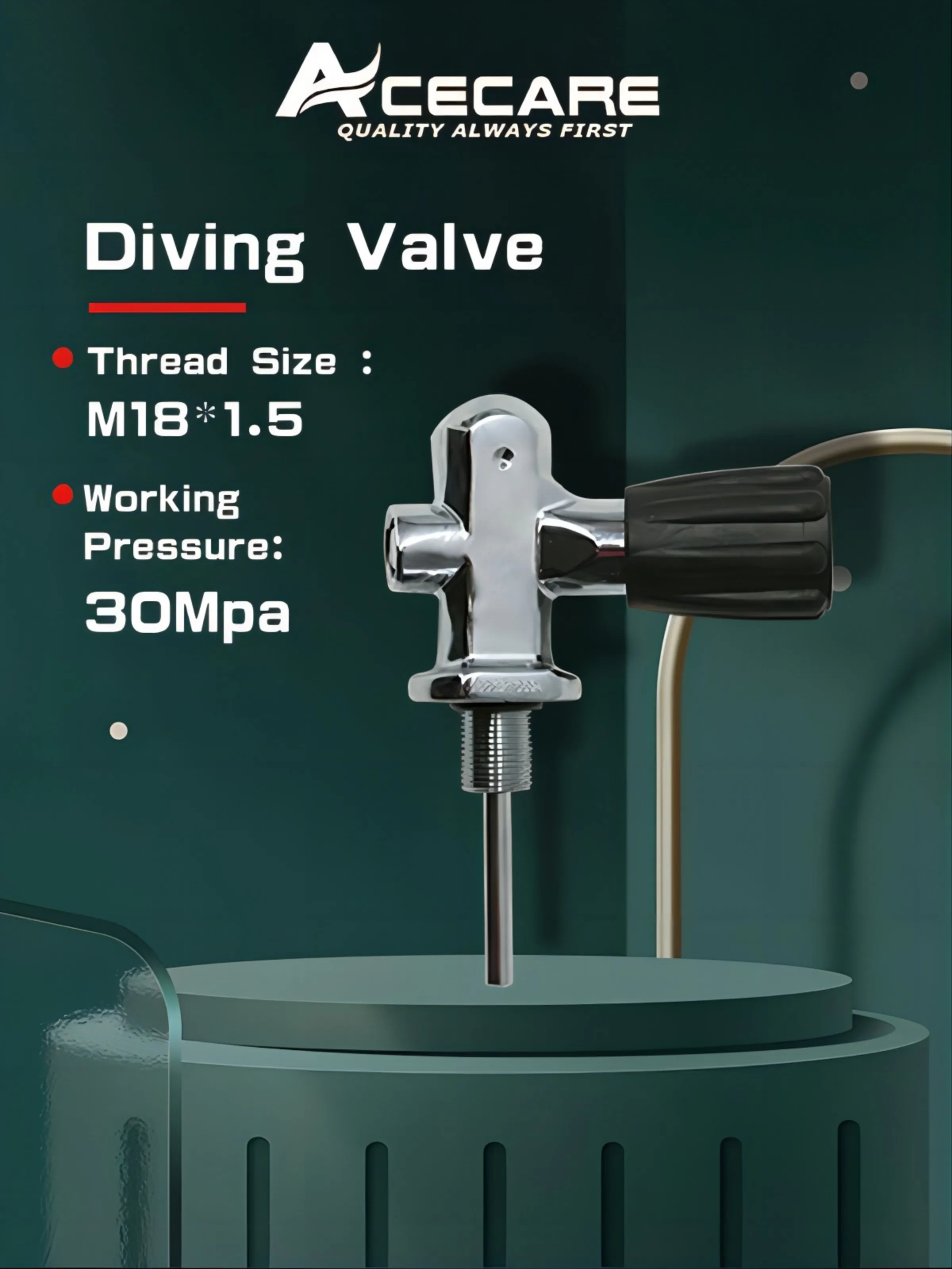 

Acecare Diving Valve Apply to Scuba High Pressure Cylinder 30Mpa 4500 Psi Scuba Tank Valve Thread M18*1.5