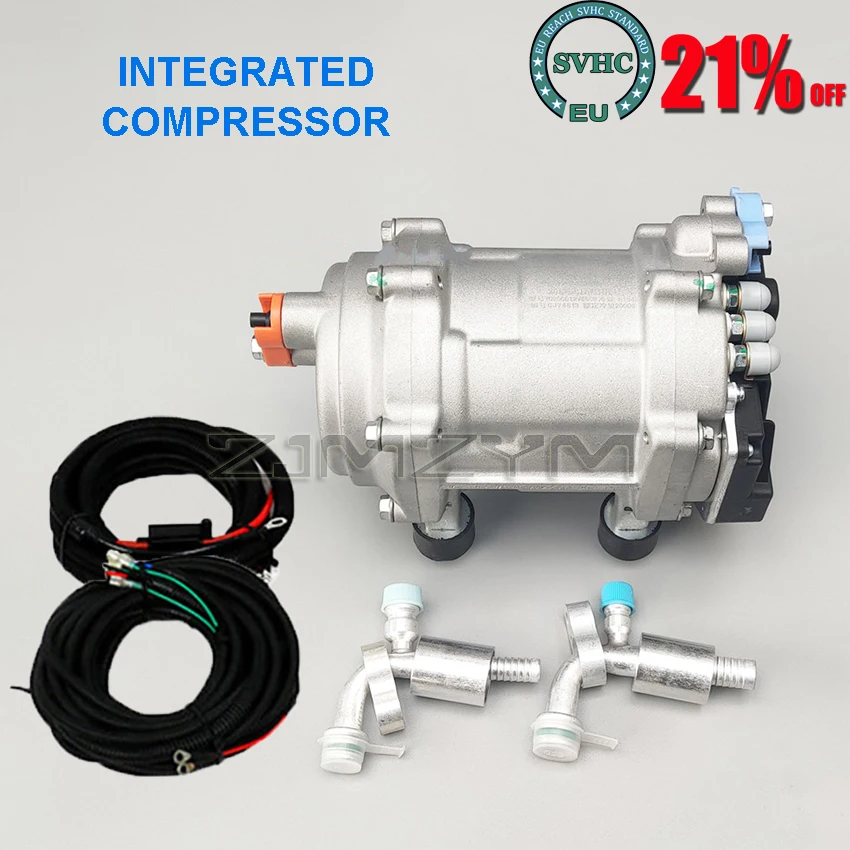 12V 24V electric air conditioning Integrated compressor with wiring harness for Auto Air Conditioning Car Truck Bus Boat Tractor