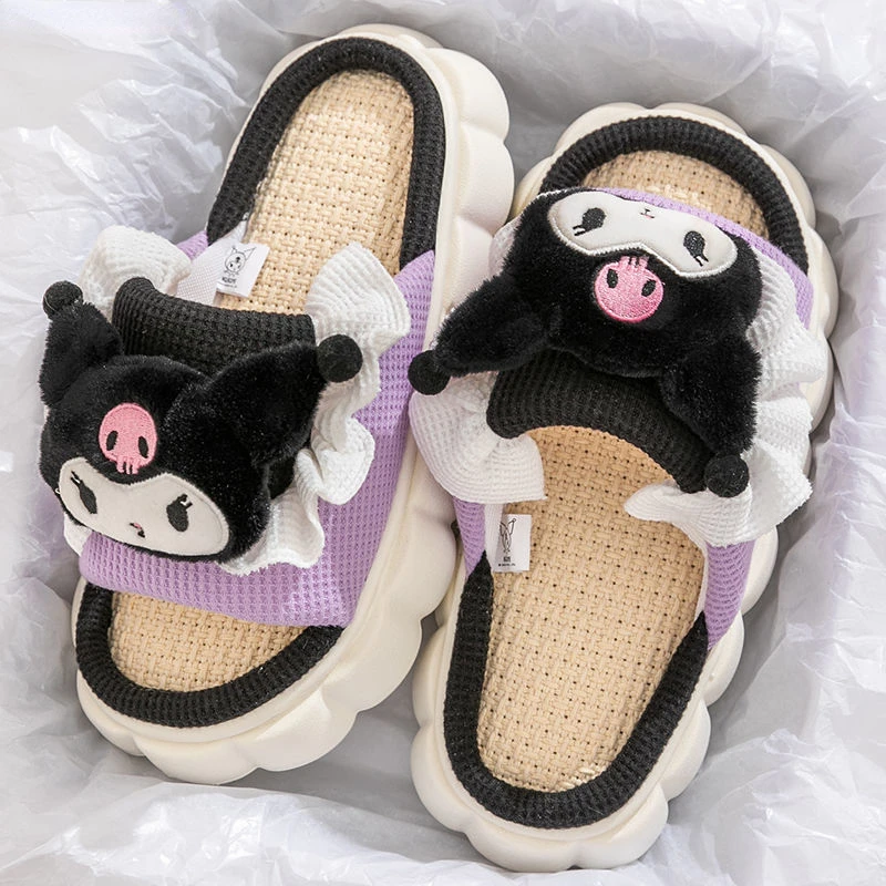 Sanrio-Sandalias de Hello Kitty Cinnamoroll para mujer, zapatillas informales, zapatos de Casa transpirables con suela plana, Y2k, Verano