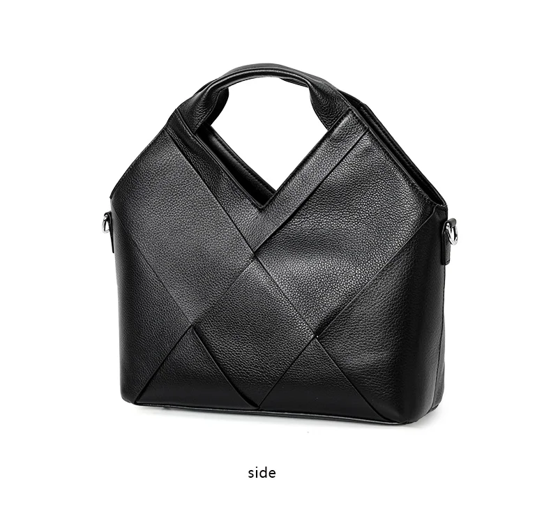 Aidrani Damen-Handtasche aus echtem Rindsleder, schwarz, gewebtes Karodesign, Schulter- und Umhängetasche – Detail 8