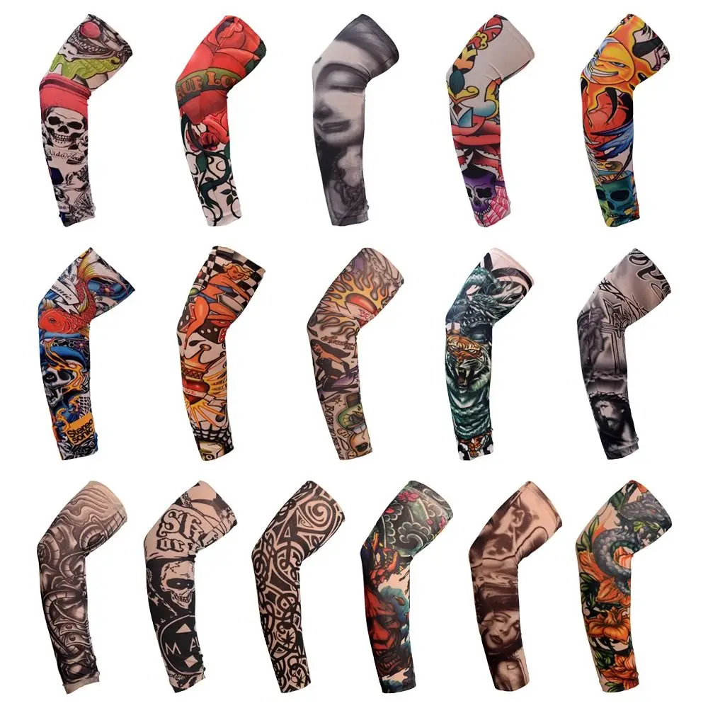 1Pcs New Sun Protection Flower Arm Sleeves Outdoor Sport Summer Cooling Arm Cover Basketball UV Protection Tattoo Arm Sleeves