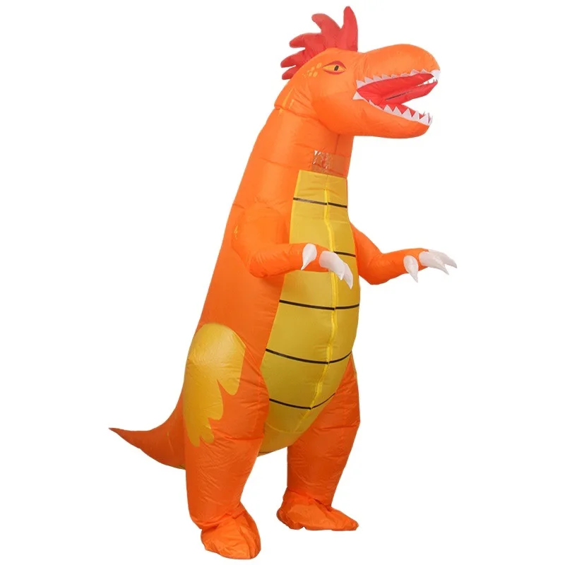 

Inflatable Costume Dinosaur Orange Tyrannosaurus Rex for Adult Men Women Funny Air Blow Suit Party Carnival Halloween Cosplay