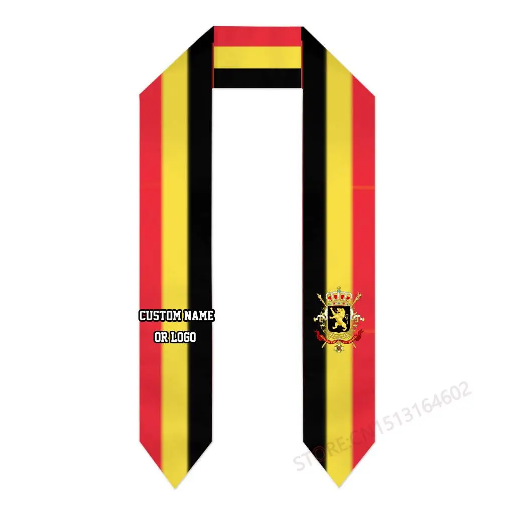 Custom Name Or Logo Belgium Flag Graduation Stole Sash International Study Abroad Class of 2023 Shawl