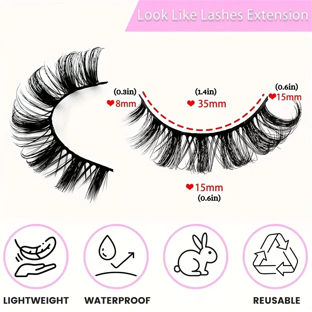 10 pares de lujosas pestañas rusas esponjosas y tenues de larga duración, aspecto Natural, cómodas pestañas postizas con rizo Dd
